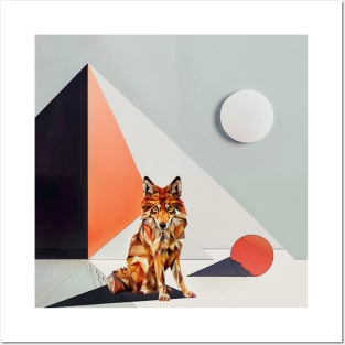 Geometric Wolf: Fusion of Nature and Minimalist Art Posters and Art